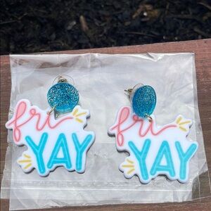 Fri Yay Blue and White Drop Earrings